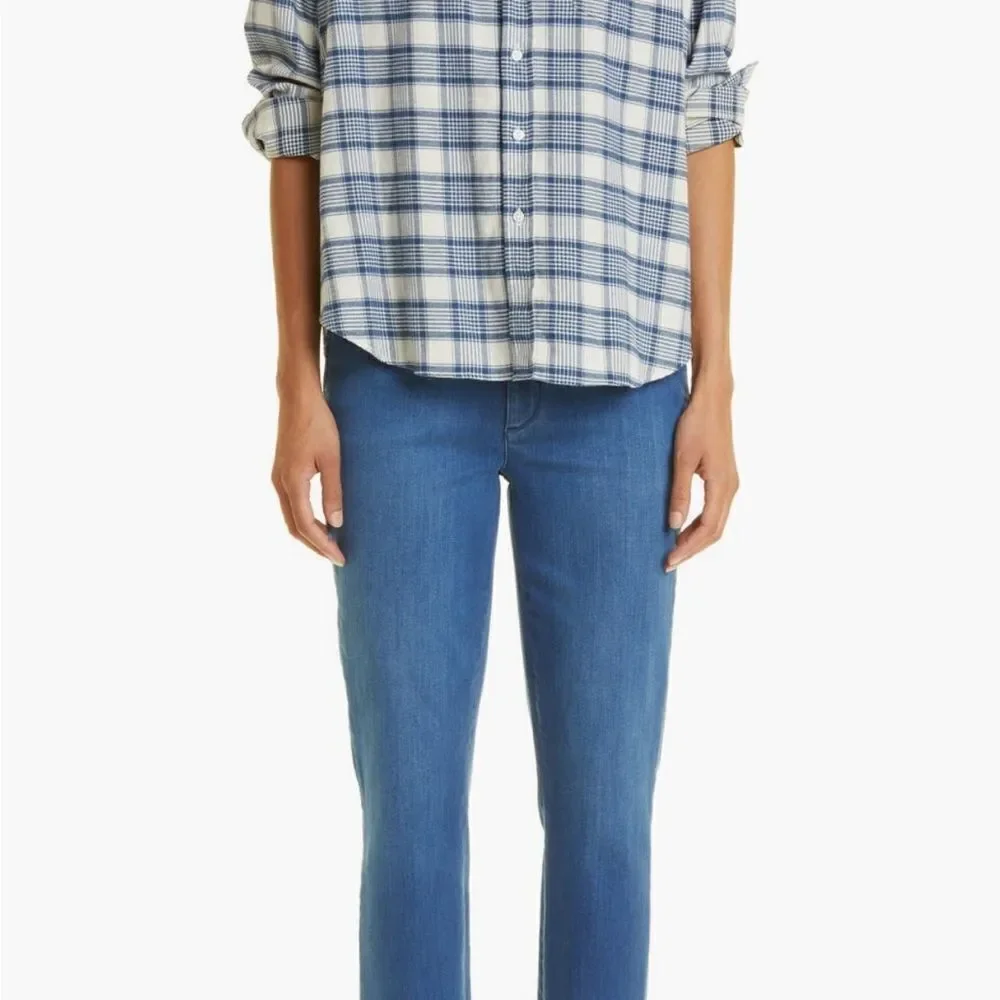 FRANK & EILEEN Wicklow 1977 Blue Denim Wash Italian Performance Denim NWT 0 $298